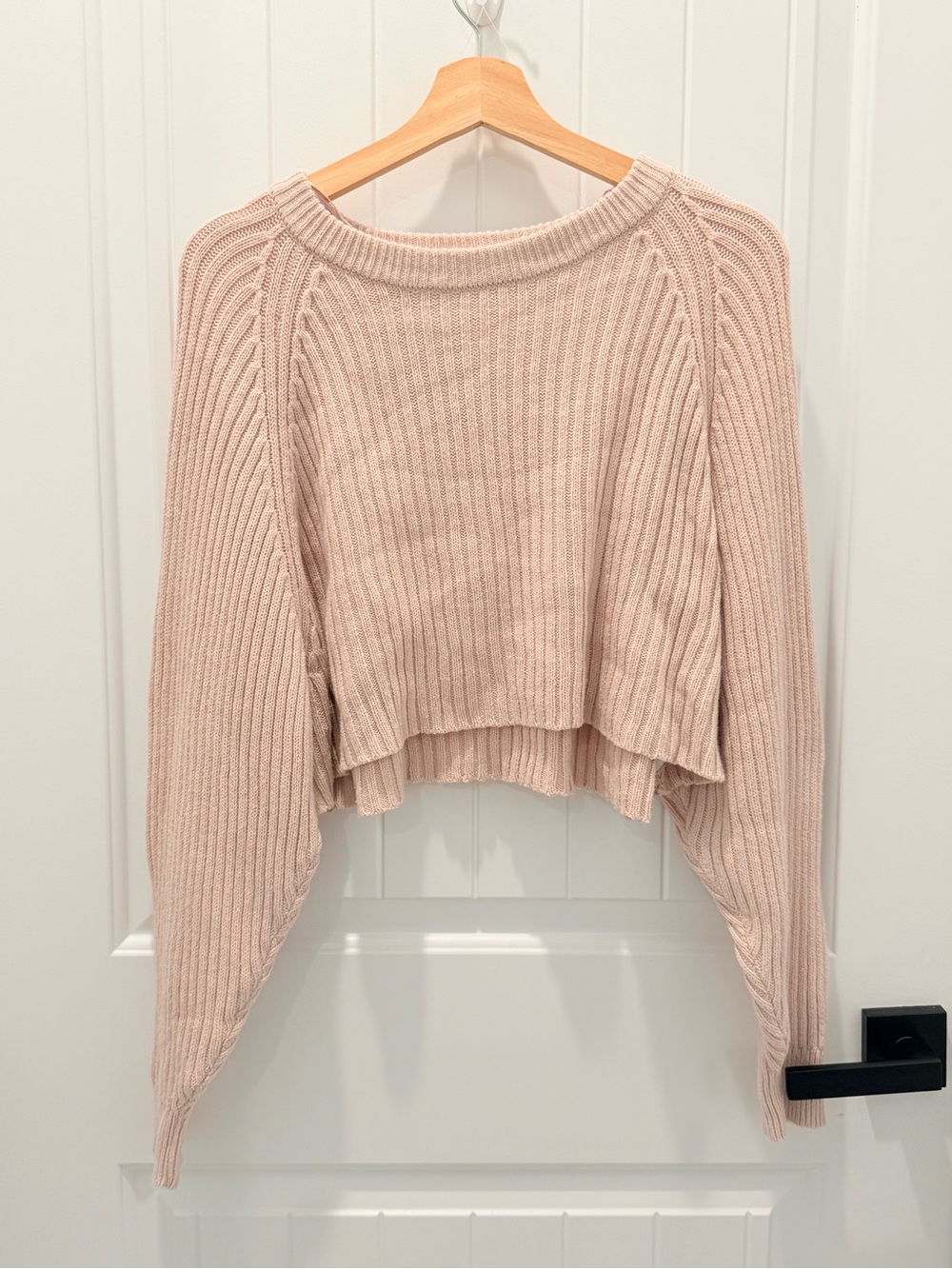 Aeropostale Cropped Ribbed Sweater in Light Blush